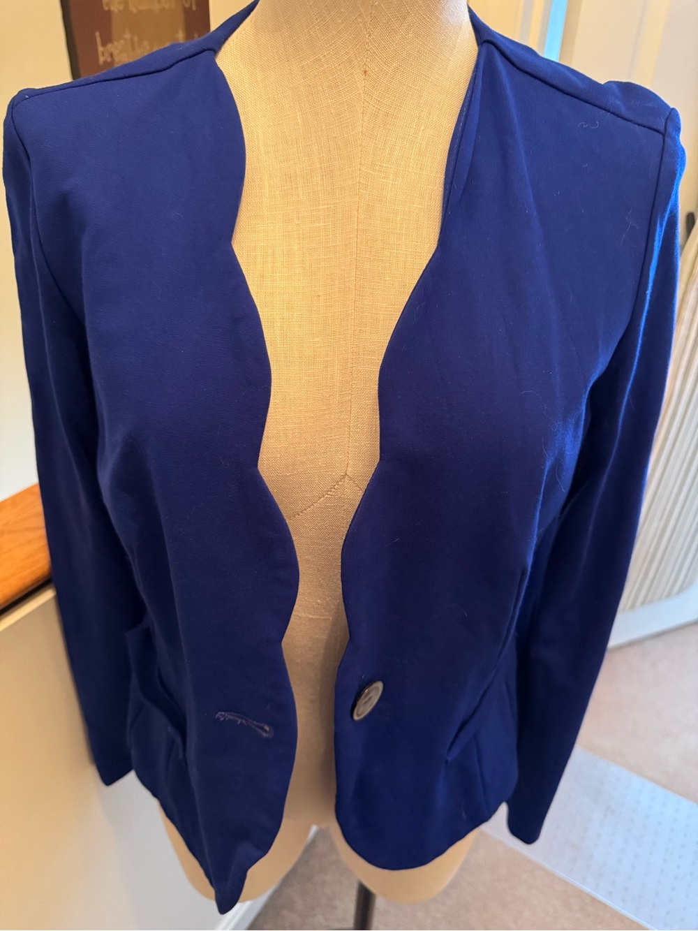Women’s Scalloped Open Front Blazer Jacket - Royal Blue